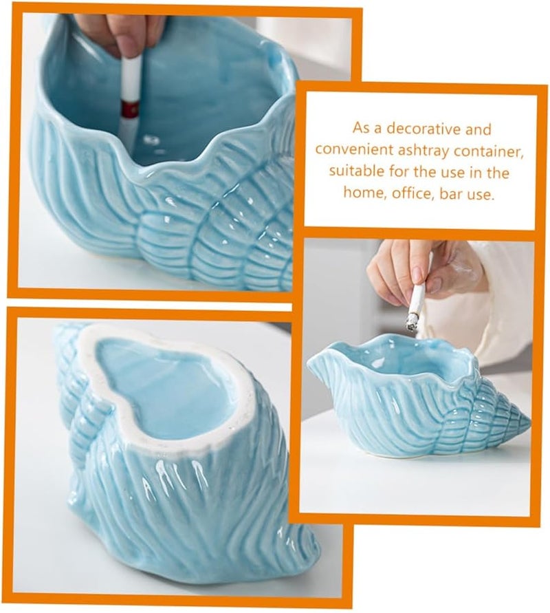 Ceramic Conch Shaped Ashtray Large Opening Stable Base Smokeless Holder for Home Bar Office - Image 2